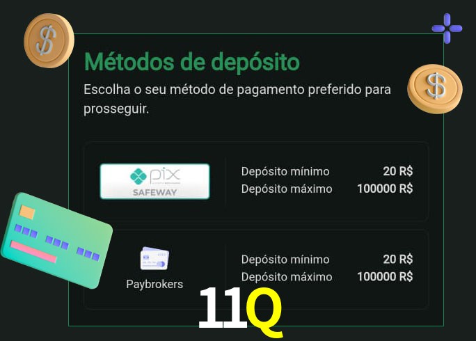O cassino 11Q oferece uma grande variedade de métodos de pagamento
